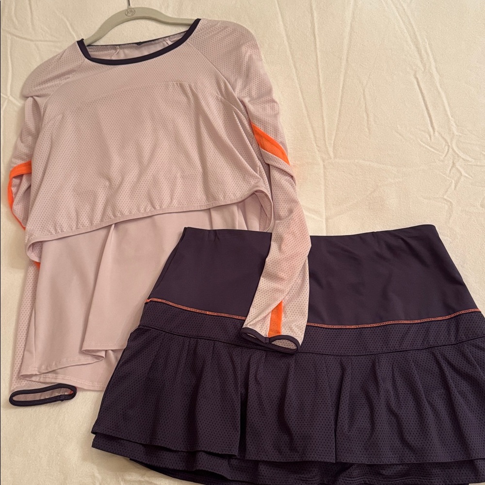 Lucky in Love Deep Purple Layered Mini Skirt and lavender long sleeve top